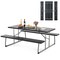 Folding Picnic Table Set with Metal Frame and All-Weather HDPE Tabletop, Umbrella Hole - 72" x 64" x 29" (L x W x H)
